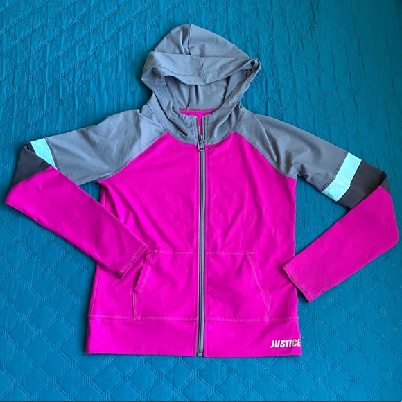 Hoodie Jacket Front Zip Gray Pink Women's - Picture 5 of 16